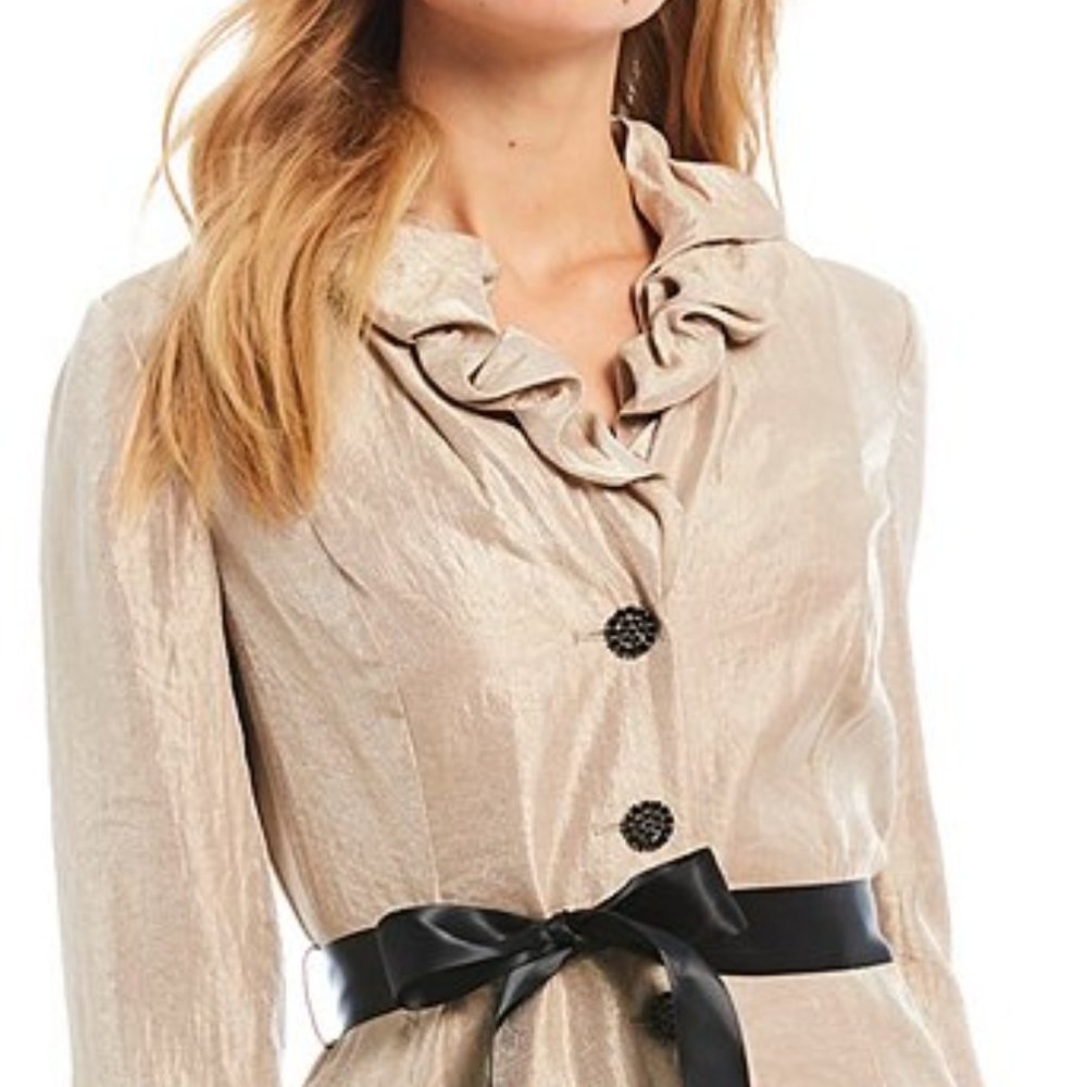 NWT Adrianna Papell Ruffle Collar Shimmer Top - Picture 2 of 5